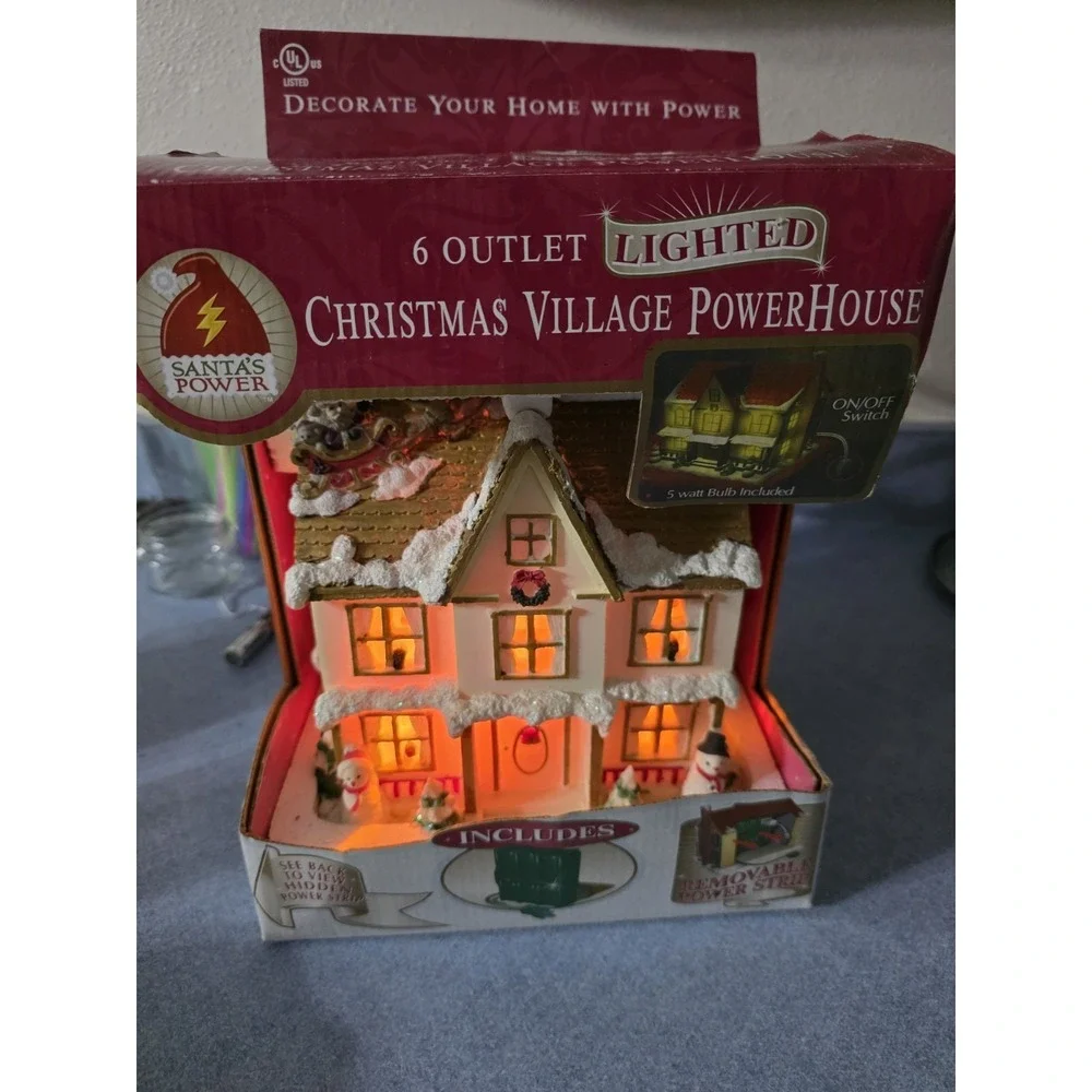 SANTA'S‎ POWER 6 OUTLET LIGHTED CHRISTMAS VILLAGE POWER HOUSE